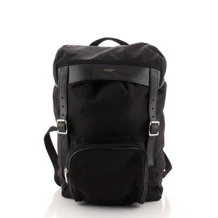 Saint Laurent Hunting Backpack Canvas: Saint Laurent Hunting Backpack Canvas Exterior Color: Black Interior Color: Black Exterior Material: Canvas Plain Interior Material: Canvas Plain Hardware Color: Silver Accessories: