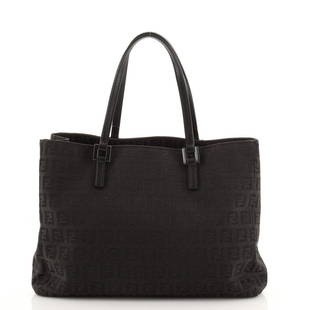 Fendi Vintage Shopping Tote Zucchino Canvas Small: Fendi Vintage Shopping Tote Zucchino Canvas Small Exterior Color: Black Interior Color: Black Exterior Material: Canvas Plain Interior Material: Fabric Hardware Color: Gun Metal 