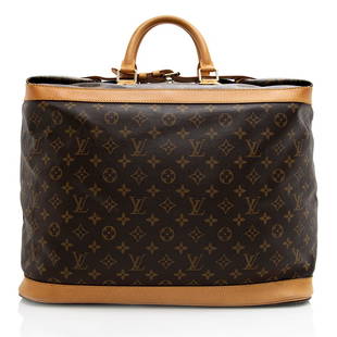 Louis Vuitton Vintage Monogram Canvas Cruiser 45 Travel Bag: Louis Vuitton Vintage Monogram Canvas Cruiser 45 Travel Bag Condition Quality: Fair Color: Brown Height: 16.5 in. Length: 18 in. Material: Coated Canvas/Leather Width: 10 in. 