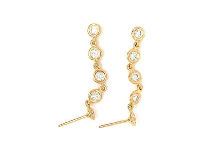 Fab Drops 18k Yellow Gold Round Diamond Drop Earrings: Fab Drops 18k Yellow Gold Round Diamond Drop Earrings SKU: RBJsf785_4285579722855 Condition: Pre-owned Note: All Sales are final. Need more pics? Please do not hesitate to ask if you have