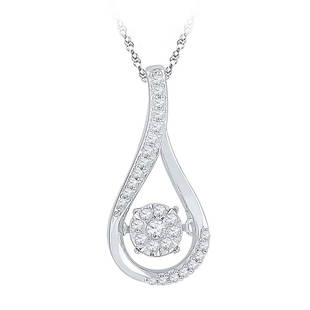 10kt White Gold Womens Round Diamond Moving Cluster Teardrop Pendant 1/6 Cttw: 10kt White Gold Womens Round Diamond Moving Cluster Teardrop Pendant 1/6 Cttw Metal Type10kt White Gold Item NumberGDI10291 StyleTeardropsCarats Total Weight *1/6 Ct.t.w.Primary Gem