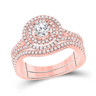 14kt Rose Gold Round Diamond Bridal Wedding Ring Band Set 1 Cttw: 14kt Rose Gold Round Diamond Bridal Wedding Ring Band Set 1 Cttw Metal Type14kt Rose Gold Item NumberGDI852468 StyleSolitairesRing SizeRing size selectableCarats Total Weight *1