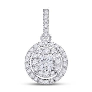 14kt White Gold Womens Princess Diamond Fashion Halo Cluster Pendant 1/2 Cttw: 14kt White Gold Womens Princess Diamond Fashion Halo Cluster Pendant 1/2 Cttw Metal Type14kt White Gold Item Number107401 StyleClustersCarats Total Weight *1/2 Ct.t.w.Primary Gem