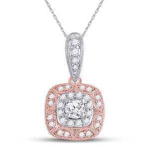 14kt Two-tone Gold Womens Round Diamond Cushion Halo Pendant 3/8 Cttw: 14kt Two-tone Gold Womens Round Diamond Cushion Halo Pendant 3/8 Cttw Metal Type14kt Two-tone Gold Item NumberGDI857490 StyleHaloCarats Total Weight *3/8 Ct.t.w.Center Solitaire