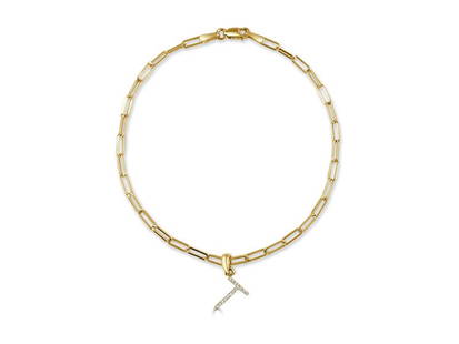 14k Gold & Diamond Initial "T" Link Bracelet: 14k Gold & Diamond Initial "T" Link Bracelet SKU: RBJ265221018997-E Condition: Never Worn Metal: Yellow Gold Model: 265221018997-E Note: All Sales are final. Need more pics? Please do