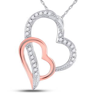 10kt Two-tone Gold Womens Round Diamond Double Heart Pendant 1/12 Cttw: 10kt Two-tone Gold Womens Round Diamond Double Heart Pendant 1/12 Cttw Metal Type10kt Two-tone Gold Item Number98419 StyleHeartCarats Total Weight *1/12 Ct.t.w.Primary Gem
