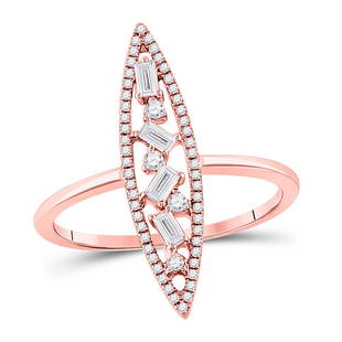 14kt Rose Gold Womens Baguette Diamond Oblong Geometric Statement Fashion Ring 1/4 Cttw: 14kt Rose Gold Womens Baguette Diamond Oblong Geometric Statement Fashion Ring 1/4 Cttw Metal Type14kt Rose Gold Item NumberGDI857592 StyleFashionRing SizeRing size selectableCarats