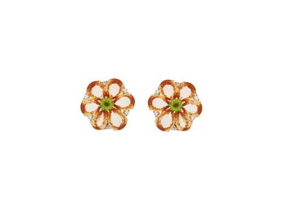 Bvlgari 18K Yellow Gold Orange Sapphire Peridot & Diamond Earrings: Bvlgari 18K Yellow Gold Orange Sapphire Peridot & Diamond Earrings SKU: RBJsf785_2222425964647 Brand: Bvlgari Condition: Pre-Owned Note: All Sales are final. Need more pics? Please do not