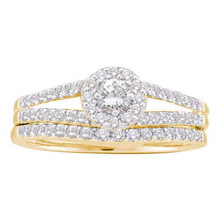 14kt Yellow Gold Round Diamond Split-Shank Bridal Wedding Ring Band Set 5/8 Cttw: 14kt Yellow Gold Round Diamond Split-Shank Bridal Wedding Ring Band Set 5/8 Cttw Metal Type14kt Yellow Gold Item Number46691 StyleSolitairesRing SizeRing size selectableCarats Total