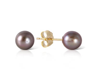 4 CTW 14K Solid Gold Stud Earrings Natural Black Cultured Pearl: 4 CTW 14K Solid Gold Stud Earrings Natural Black Cultured Pearl SKU: RBJ2841-Y Brand: Fine Jewelry Condition: Never Worn Metal: Yellow Gold Size and Fit: 0.57in (14.5mm) 1.19in