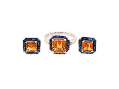 Important Topaz And Sapphire Earrings And Ring Set 18k White Gold: Important Topaz And Sapphire Earrings And Ring Set 18k White Gold SKU: RBJsf785_4695893016679 Condition: Pre-Owned Note: All Sales are final. Need more pics? Please do not hesitate to ask if
