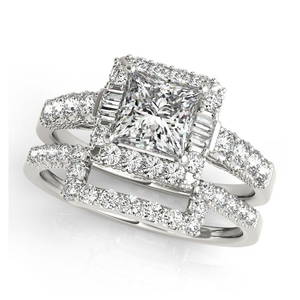 Natural 1.8 CTW Diamond Engagement Ring SET 14K White Gold