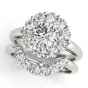 Natural 3 CTW Diamond Engagement Ring SET 18K White Gold: Natural 3 CTW Diamond Engagement Ring SET 18K White Gold Category: White Gold Engagement Rings Style: Crown Halo Audience: For Women Ring Resizable: Yes Metal Type: 18K White Gold 