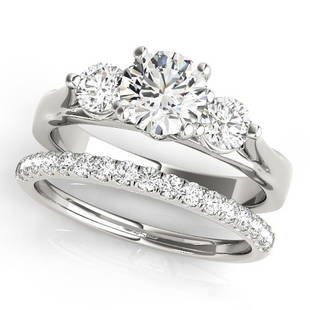 Natural 1.68 CTW Diamond Engagement Ring SET 14K White Gold: Natural 1.68 CTW Diamond Engagement Ring SET 14K White Gold Category: White Gold Engagement Rings Style: Three Stone Audience: For Women Ring Resizable: Yes Metal Type: 14K White