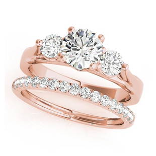 Natural 1.38 CTW Diamond Engagement Ring SET 18K Rose Gold: Natural 1.38 CTW Diamond Engagement Ring SET 18K Rose Gold Category: Yellow Gold Engagement Rings Style: Three Stone Audience: For Women Ring Resizable: Yes Metal Type: 18K Rose Gold