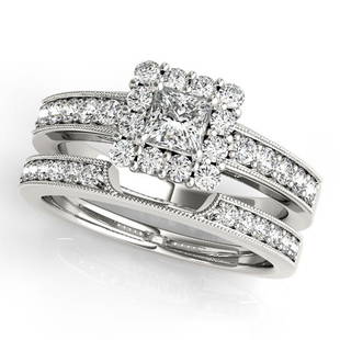 Natural 2.5 CTW Diamond Engagement Ring SET 14K White Gold: Natural 2.5 CTW Diamond Engagement Ring SET 14K White Gold Category: Affordable Engagement Rings Style: Square Halo / Side Stones Audience: For Women Ring Resizable: Yes Metal Type: