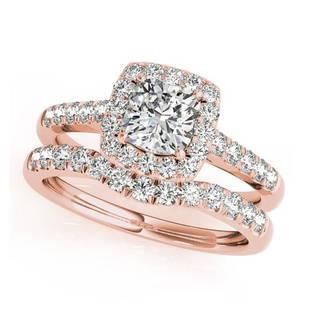 Natural 2.33 CTW Diamond Engagement Ring SET 18K Rose Gold: Natural 2.33 CTW Diamond Engagement Ring SET 18K Rose Gold Category: Yellow Gold Engagement Rings Style: Halo Audience: For Women Ring Resizable: Yes Metal Type: 18K Rose Gold 