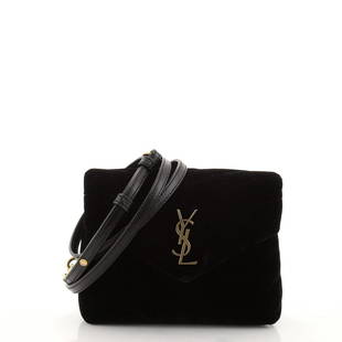 Saint Laurent LouLou Shoulder Bag Matelasse Chevron Velvet Toy: Saint Laurent LouLou Shoulder Bag Matelasse Chevron Velvet Toy Exterior Color: Black Interior Color: Black Exterior Material: Velvet Interior Material: Fabric Hardware Color: Aged Gold