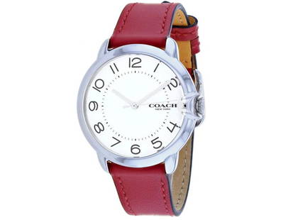 Coach Womens Arden: Coach Womens Arden SKU: RBJ14503724-39B2A Brand: Coach Condition: Never Worn Stainless steel case, Leather strap, White dial, Quartz movement, Scratchresistant mineral, Water resistant up to 3 ATM