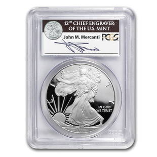 2011-W Proof Silver Eagle PR-70 PCGS (FS, 25th Anniv, Mercanti): 2011-W Proof Silver Eagle PR-70 PCGS (FS, 25th Anniv, Mercanti) Product ID: 70627 Year: 2011 Grade: Proof - 70 DCAM Grade Service: PCGS Denomination: $1.00 Mint Mark: W - West Point Metal