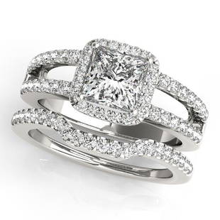 Natural 1.25 CTW Diamond Engagement Ring SET 14K White Gold: Natural 1.25 CTW Diamond Engagement Ring SET 14K White Gold Category: White Gold Engagement Rings Style: Halo Audience: For Women Ring Resizable: Yes Metal Type: 14K White Gold 