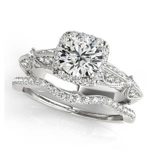 Natural 1.63 CTW Diamond Engagement Ring SET 14K White Gold: Natural 1.63 CTW Diamond Engagement Ring SET 14K White Gold Category: Rose Gold Engagement Rings Style: Vintage Halo Audience: For Women Ring Resizable: Yes Metal Type: 14K White