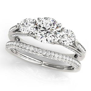 Natural 2.45 CTW Diamond Engagement Ring SET 18K White Gold