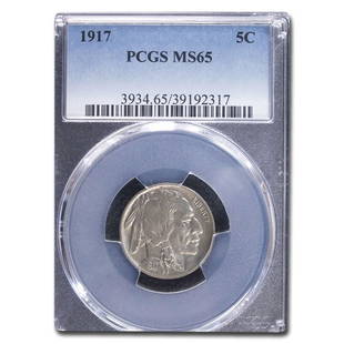 1917 Buffalo Nickel MS-65 PCGS: 1917 Buffalo Nickel MS-65 PCGS Product ID: RBG172798 Year: 1917 Grade Service: PCGS Denomination: $0.05 Metal Content: 0 troy oz Purity: None Thickness: 1.95 mm Diameter: 21.2