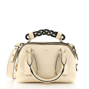 Chloe Daria Tote Leather Small: Chloe Daria Tote Leather Small Exterior Color: Neutral Interior Color: Neutral, Orange, Multicolor Exterior Material: Leather Interior Material: Canvas Plain Hardware Color: Gold 