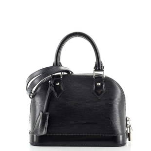 Louis Vuitton Alma Handbag Epi Leather BB: Louis Vuitton Alma Handbag Epi Leather BB CLAIR CODE: HB.LV.AA.EL.BB Item No: 132895/1 Brand Code: AA2166 SIZE AND FIT: 9.5"W x 7"H x 4.5"D, 4" handle drop, 22" strap drop Exterior