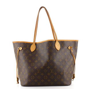 Louis Vuitton Neverfull Tote Monogram Canvas MM: Louis Vuitton Neverfull Tote Monogram Canvas MM CLAIR CODE: HB.LV.NV.MNCA.MM Item No: 131641/1 Brand Code: SD0028 SIZE AND FIT: 12.5"W x 11"H x 6"D, 8" handle drop Exterior Color: