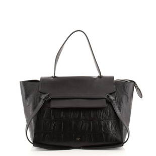 Celine Belt Bag Crocodile Embossed Leather Medium: Celine Belt Bag Crocodile Embossed Leather Medium Exterior Color: Black Interior Color: Black Exterior Material: Leather Interior Material: Suede Hardware Color: Gold Accessories:
