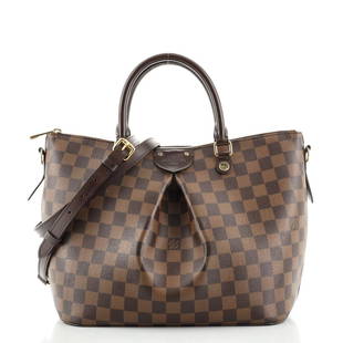 Louis Vuitton Siena Handbag Damier MM: Louis Vuitton Siena Handbag Damier MM Exterior Color: Brown Interior Color: Red Exterior Material: Canvas Coated Interior Material: Fabric Hardware Color: Gold Accessories: Dust