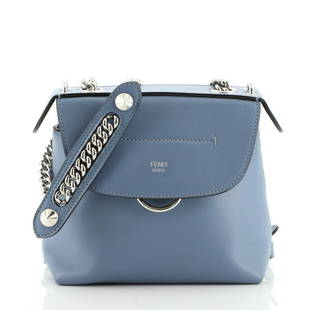 Fendi Back to School Backpack Leather Mini: Fendi Back to School Backpack Leather Mini Exterior Color: Blue Interior Color: Brown Exterior Material: Leather Interior Material: Fabric Hardware Color: Gun Metal Accessories: