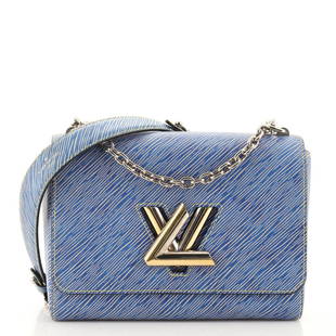 Louis Vuitton Twist Handbag Epi Leather MM: Louis Vuitton Twist Handbag Epi Leather MM Exterior Color: Blue Interior Color: Neutral Exterior Material: Leather Interior Material: Microfiber Hardware Color: Gold, Silver 
