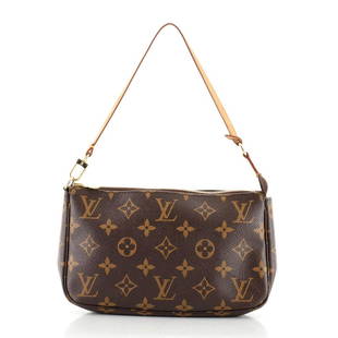 Louis Vuitton Pochette Accessoires Monogram Canvas: Louis Vuitton Pochette Accessoires Monogram Canvas CLAIR CODE: HB.LV.POA.MNCA Item No: 116566/1 Brand Code: CA1111 SIZE AND FIT: 8.5"W x 4.5"H x 1.5"D, 6" strap drop Exterior Color: