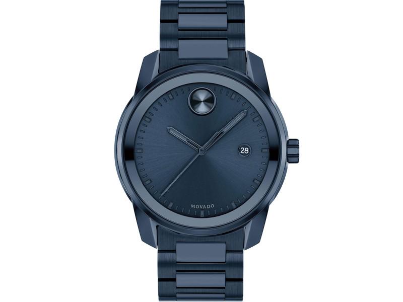 Movado Mens Bold Verso: Movado Mens Bold Verso SKU: RBJ3600737-39B2A Brand: Movado Condition: Never Worn Stainless steel case, Stainless steel bracelet, Blue dial, Quartz movement,Scratch resistant sapphire, Water resistant