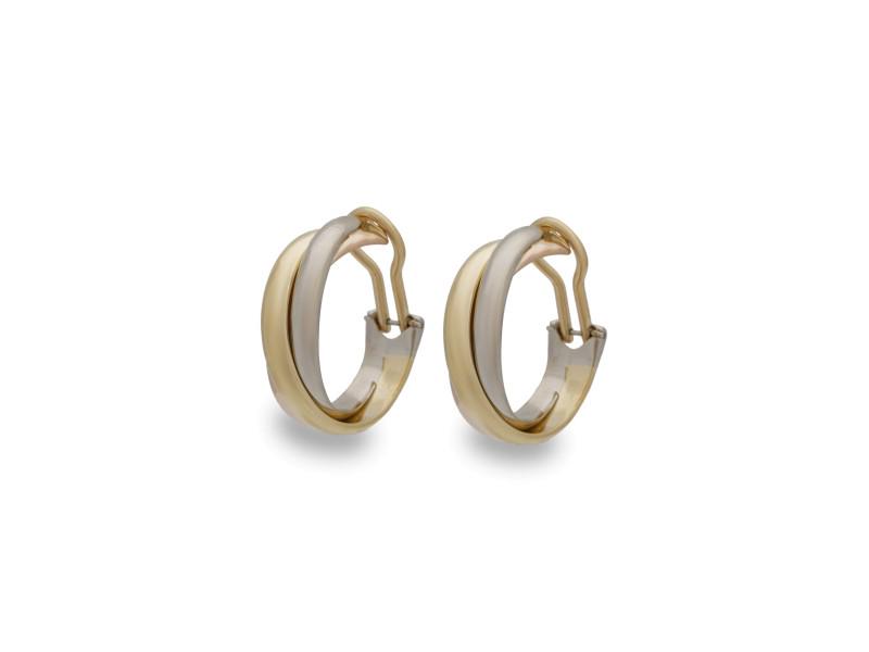 Cartier 18K Yellow, White, And Rose Gold Trinity Earrings: Cartier 18K Yellow, White, And Rose Gold Trinity Earrings SKU: RBJsf785_2222434943079 Brand: Cartier Condition: Pre-Owned 18K Yellow, White and Rose GoldTotal Weight:18.6 grams Note: All Sales are fin