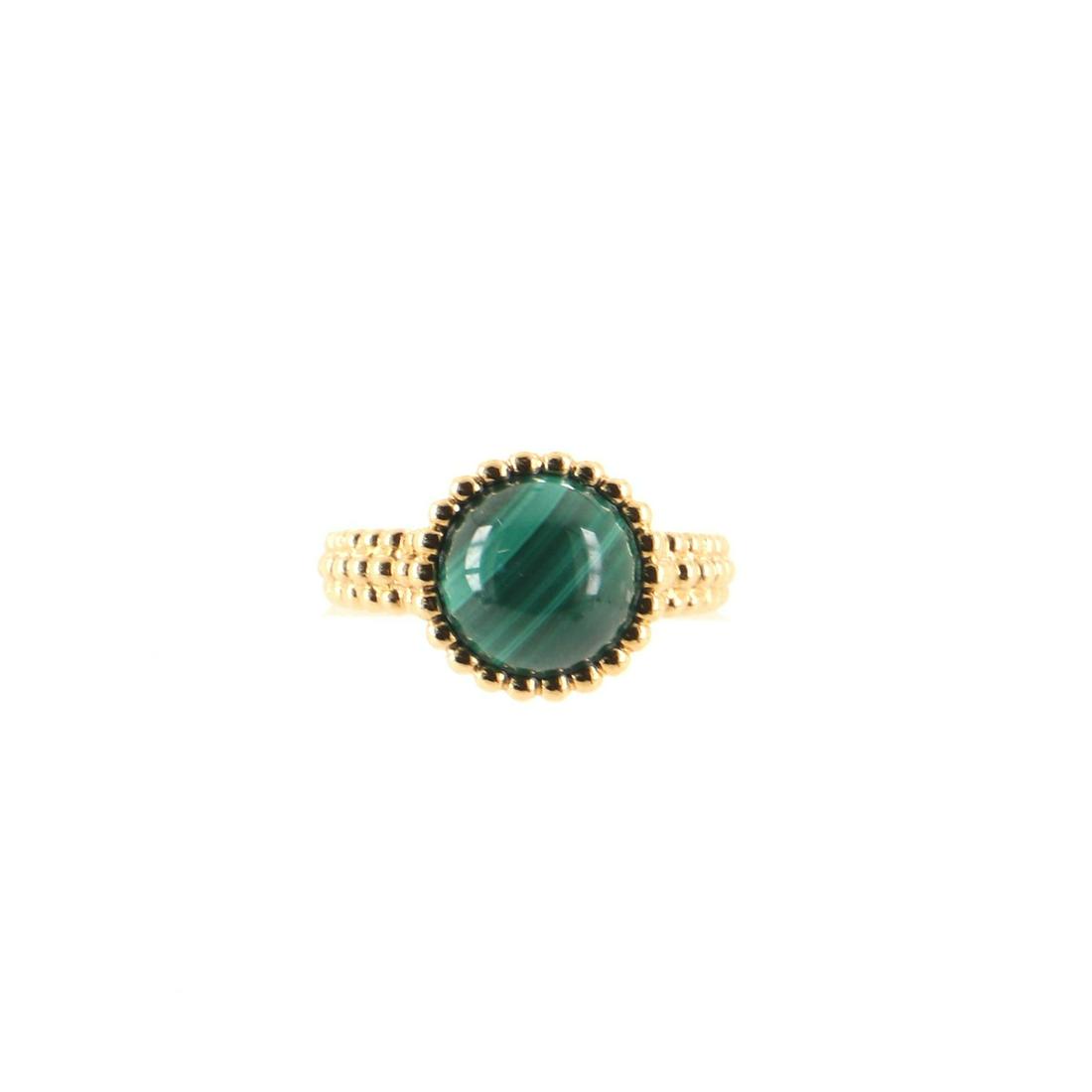 Van Cleef & Arpels PerlÃ©e Couleurs Ring 18K Yellow Gold with Malachite: Van Cleef & Arpels PerlÃ©e Couleurs Ring 18K Yellow Gold with Malachite Metal Type: 18K Yellow Gold Metal Finish: High Polish Hallmarks Type: 750, Designer Signature, French Eagle’s Head, Maker's