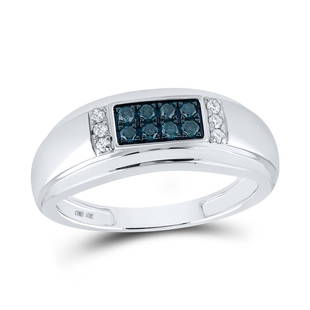 10kt White Gold Mens Round Blue Color Enhanced Diamond Band Ring 1/3 Cttw: 10kt White Gold Mens Round Blue Color Enhanced Diamond Band Ring 1/3 Cttw Metal Type10kt White Gold Item Number89354 StyleBandsRing SizeRing size selectableCarats Total Weight *1/3