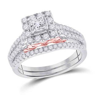 14kt Two-tone Gold Princess Diamond Bridal Wedding Ring Band Set 1 Cttw: 14kt Two-tone Gold Princess Diamond Bridal Wedding Ring Band Set 1 Cttw Metal Type14kt Two-tone Gold Item NumberGDI855992 StyleSolitairesRing SizeRing size selectableCarats Total