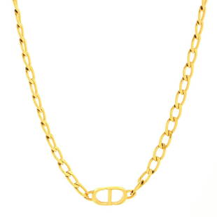 Christian Dior Petit CD Choker Necklace Metal: Christian Dior Petit CD Choker Necklace Metal Exterior Color: Gold Material: Metal Ref. no: NL.DI.PKTE.MTAL Item No: 138025/1 SIZE AND FIT: Length: 12 - 14 ", Width: 9 mm Note: