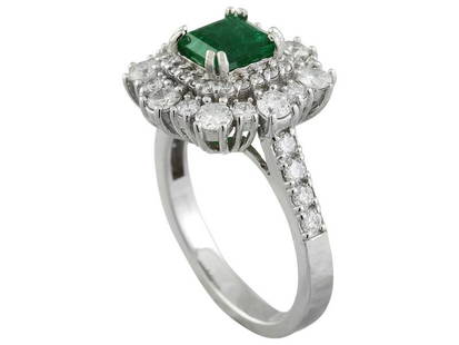 2.30 Carat Emerald 14K White Gold Diamond Ring: 2.30 Carat Emerald 14K White Gold Diamond Ring SKU: RBJ600094W Condition: Never Worn Metal: White Gold Stone: Diamond Stamped: 14KTotal Ring Weight: 5.1 GramsEmerald Weight: 1.30 Carat (6.30x5.80