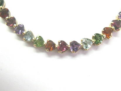 Heart Shape Multi Color Sapphire Tennis Bracelet 14Kt Yellow Gold 13.55Ct 7": Heart Shape Multi Color Sapphire Tennis Bracelet 14Kt Yellow Gold 13.55Ct 7" SKU: RBJ234341759266-E Condition: Never Worn Model: 234341759266-E Item Specifics:Brand: HandmadeCountry/Region of