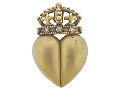 Kieselstein Cord Crown Heart Gold Diamond Pendant Brooch: Kieselstein Cord Crown Heart Gold Diamond Pendant Brooch SKU: RBJKIESELSTEI-61A9FC380B3A5 Brand: Kieselstein-Cord Condition: Pre-Owned Kieselstein Cord Crown Heart Gold Diamond Pendant Brooch