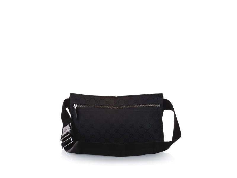 GG Canvas Belt Bag: GG Canvas Belt Bag SKU: RBJ1BGUBB002 Brand: Gucci Condition: Pre-Owned Style: Belt Bag Fabric: Fabric This belt bag features a canvas body with leather trim, front exterior flap and zip pockets, a bac