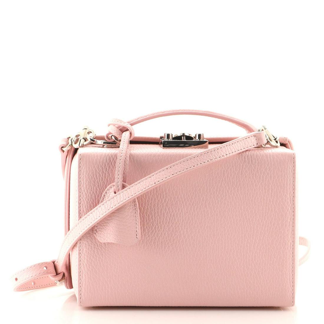 Mark Cross Grace Box Bag Leather Small: Mark Cross Grace Box Bag Leather Small Exterior Color: Pink Interior Color: Red Exterior Material: Leather Interior Material: Leather Hardware Color: Silver Accessories: Clochette, Keys, Dust bag,