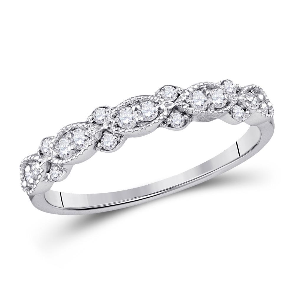 10kt White Gold Womens Round Diamond Stackable Band Ring 1/4 Cttw: 10kt White Gold Womens Round Diamond Stackable Band Ring 1/4 Cttw