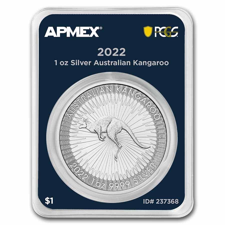 2022 Australia 1 oz Silver Kangaroo (MD Premier+PCGS): 2022 Australia 1 oz Silver Kangaroo (MD Premier+PCGS) SKU: RBJ237368 Year: 2022 Grade: Brilliant Unc Grade Service: MintDirect Denomination: 1 Australian Dollar Mint Mark: P - Perth Metal