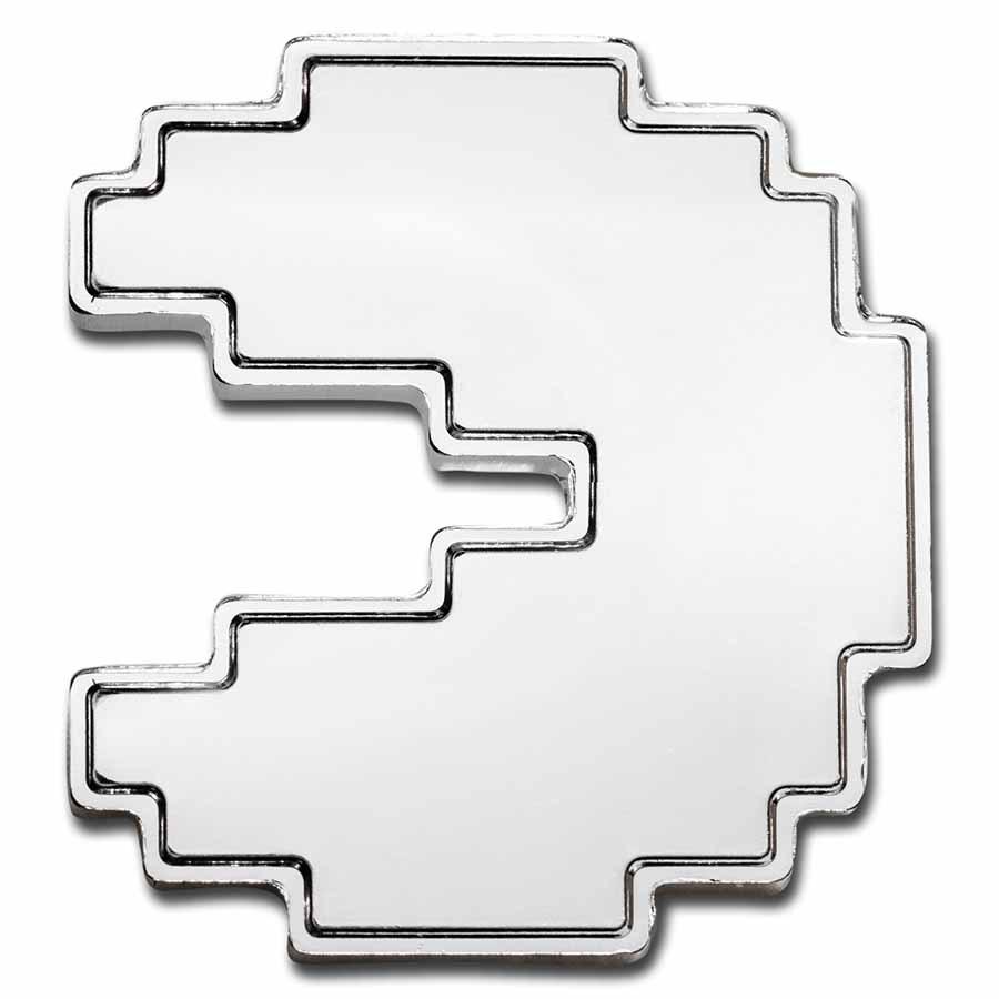 2021 Niue 1 oz Silver $2 PAC-MAN Shaped PAC-STACK Stackable Coin: 2021 Niue 1 oz Silver $2 PAC-MAN Shaped PAC-STACK Stackable Coin SKU: RBJ238232 Year: 2021 Grade: Brilliant Unc Grade Service: None Denomination: 2 Dollars Mint Mark: Not Shown Metal Cont